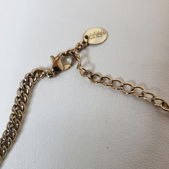 Claire's Bib Necklace Iridescent Ivory Gemstones Gold Tone Metal Shimmer - Picture 13 of 14